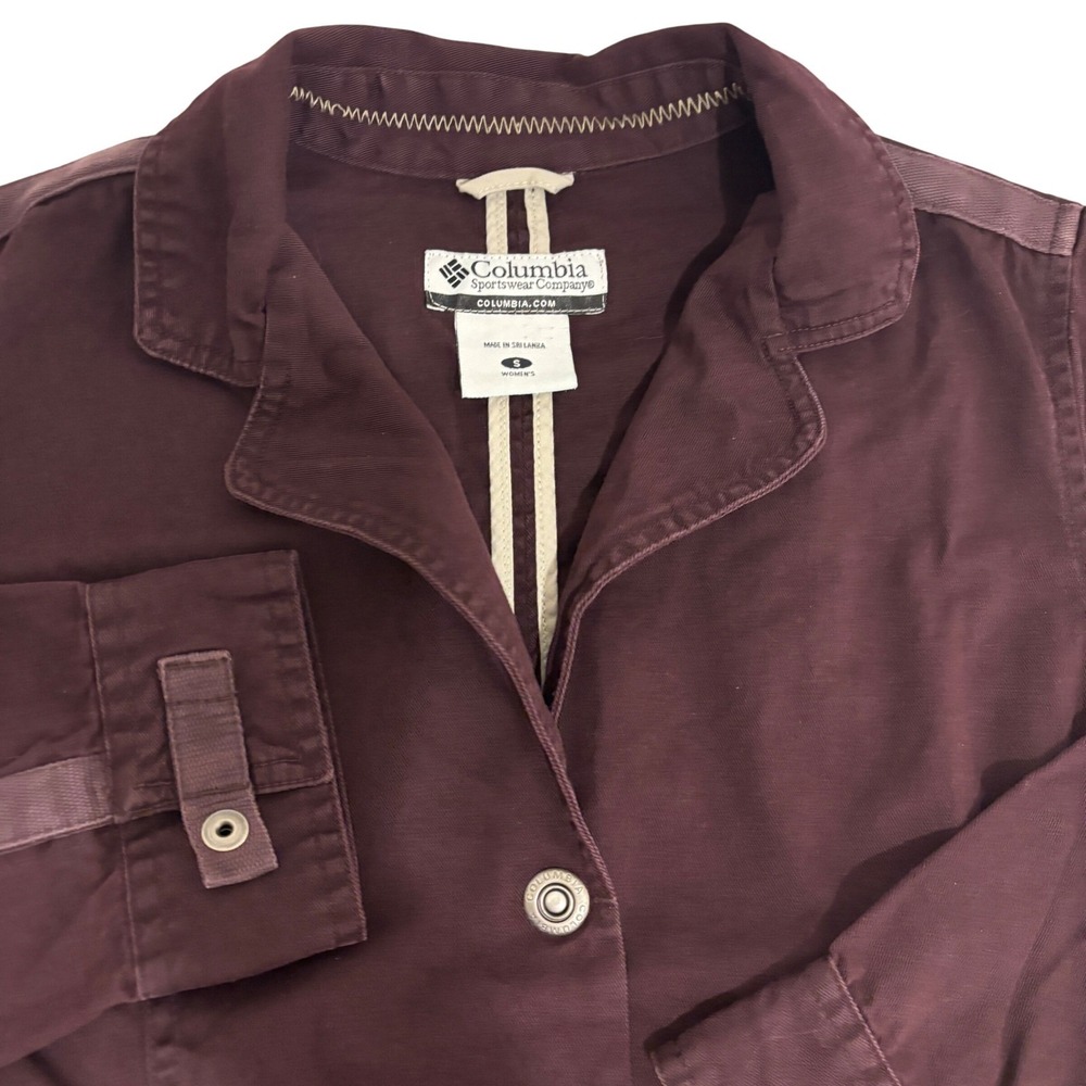 Columbia Casual Blazer Jacket Womens S Burgundy Plum Button Up Fall Lightweight